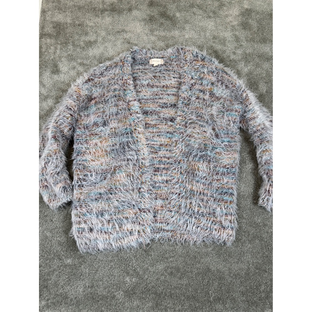 Altar'd State Fuzzy Eyelash Knit Cardigan Multi-Color Open Front Sweater Small